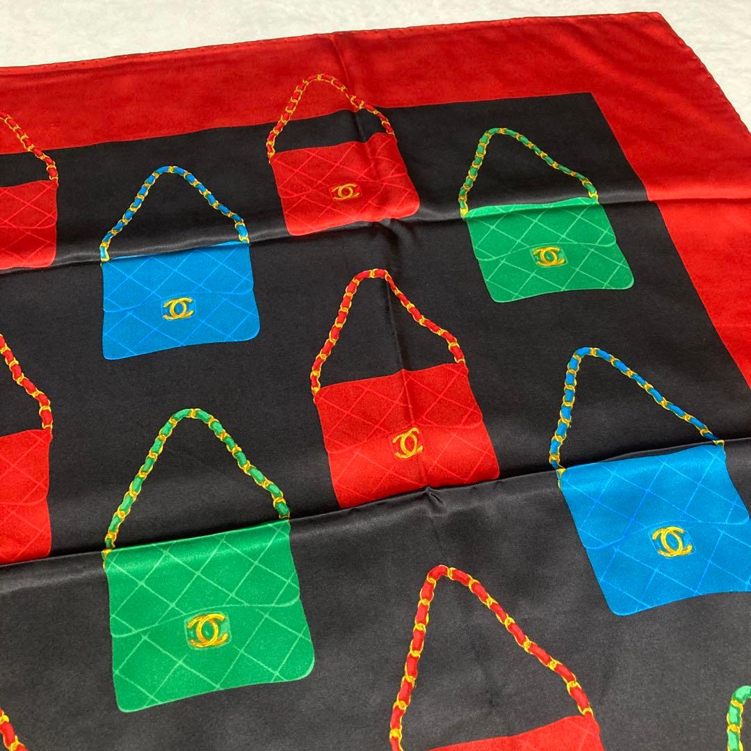 CHANELシルク大判スカーフ★美品.マトラッセ.バッグ柄.ヴィンテージ、タグ付