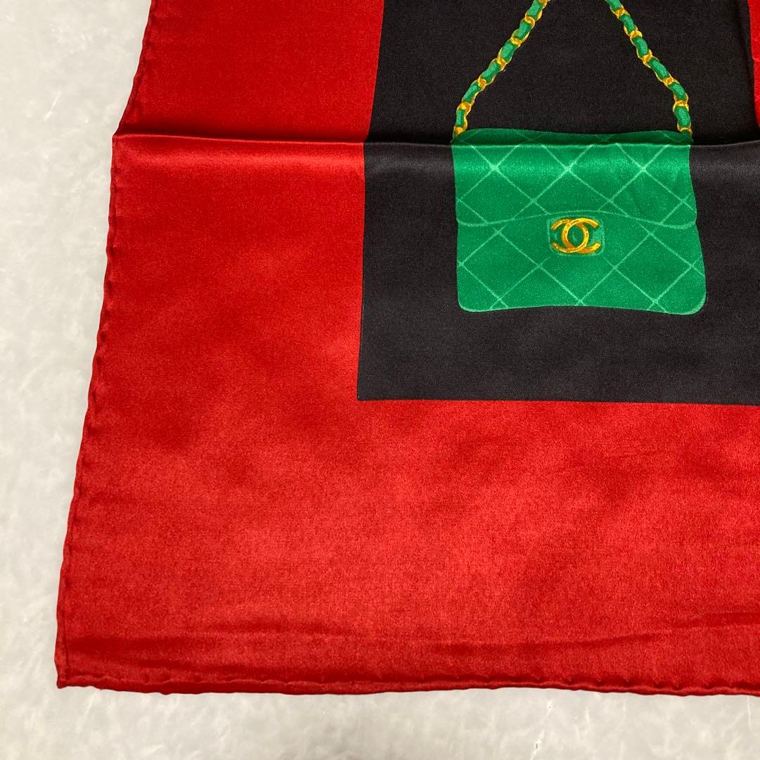 CHANELシルク大判スカーフ★美品.マトラッセ.バッグ柄.ヴィンテージ、タグ付