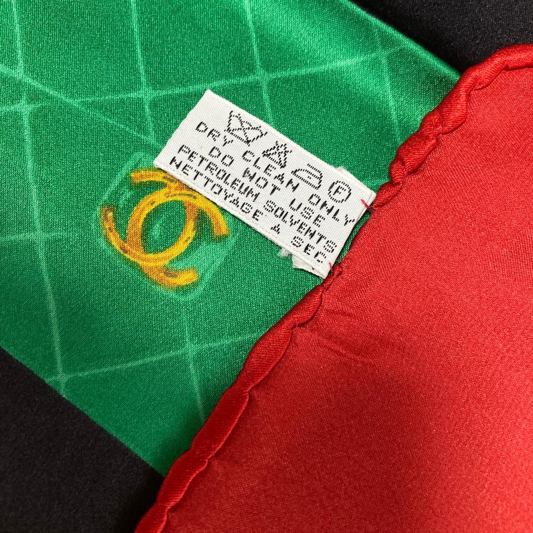 CHANELシルク大判スカーフ★美品.マトラッセ.バッグ柄.ヴィンテージ、タグ付