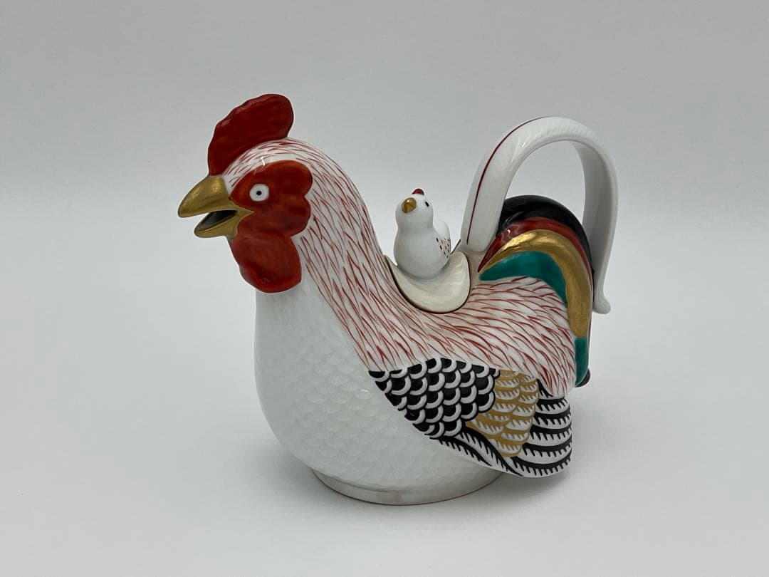 林九郎窯 古伊万里 ヒナ蓋付鶏 銚子瓶 置物 水差し