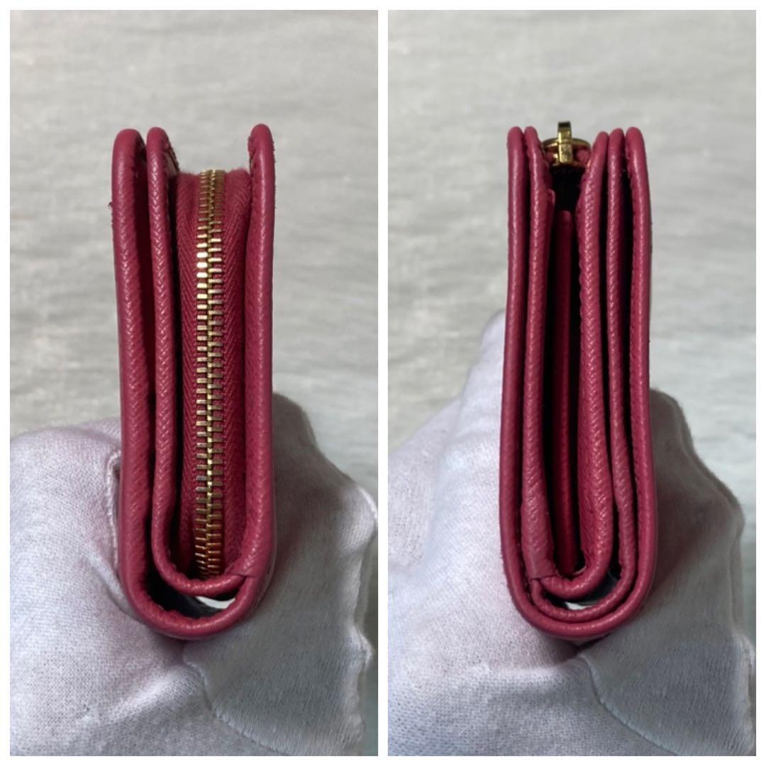 即完売　月末値下げ　PRADA プラダ　二つ折り　ミニ　コンパクト　ピンク　定番