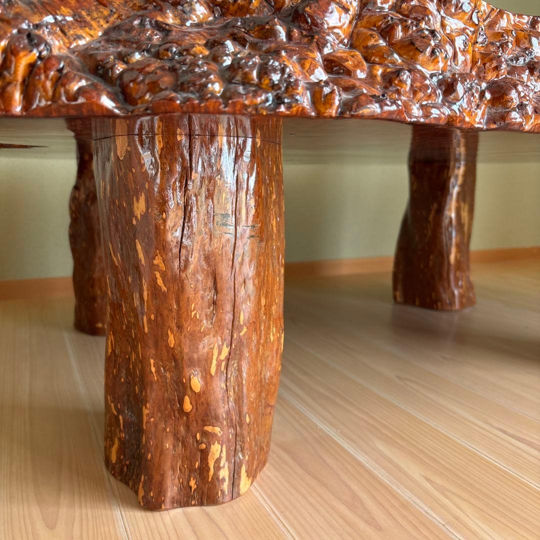 希少　花梨一枚板座卓　テーブル　瘤杢　光沢座卓　高級テーブル　アンティーク