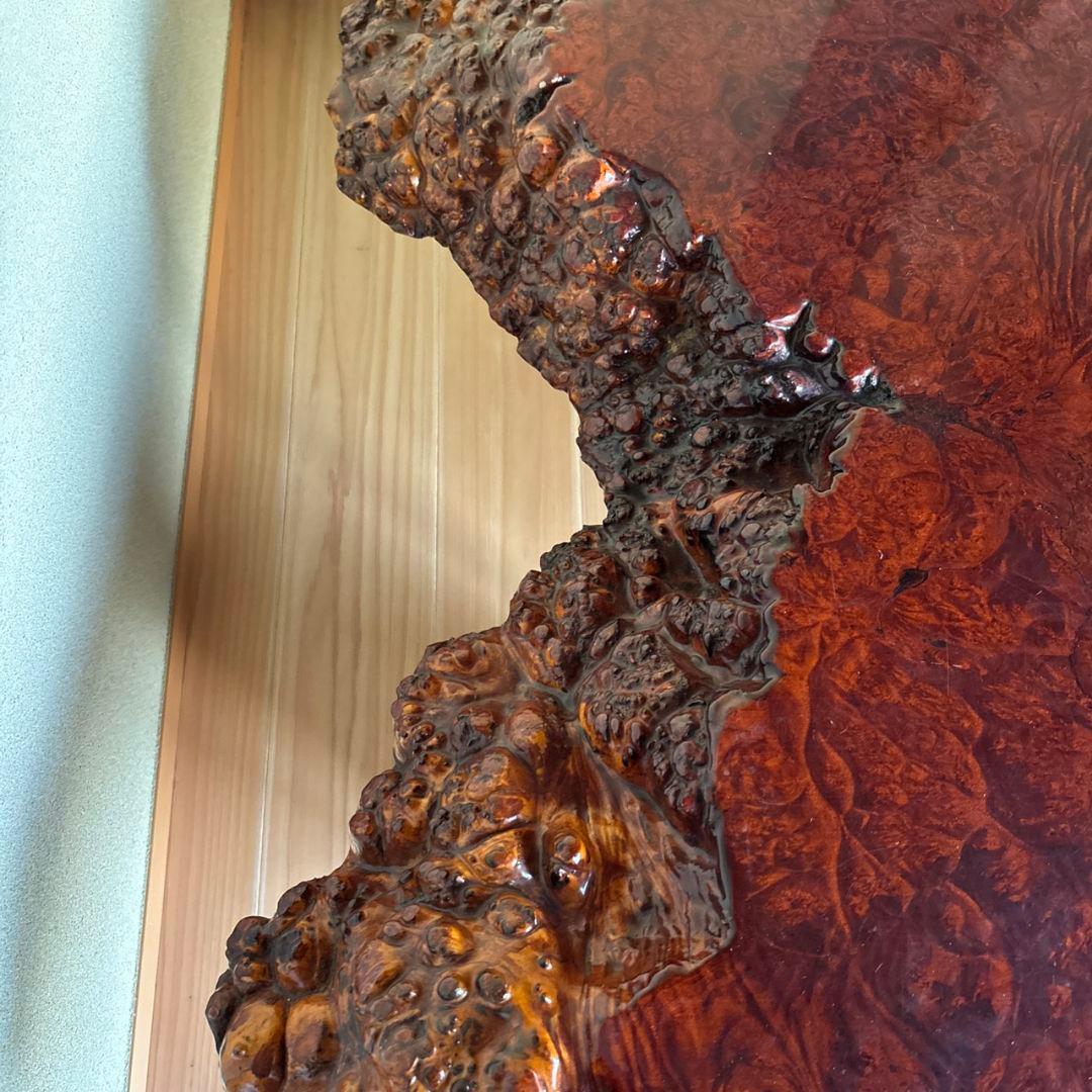 希少　花梨一枚板座卓　テーブル　瘤杢　光沢座卓　高級テーブル　アンティーク