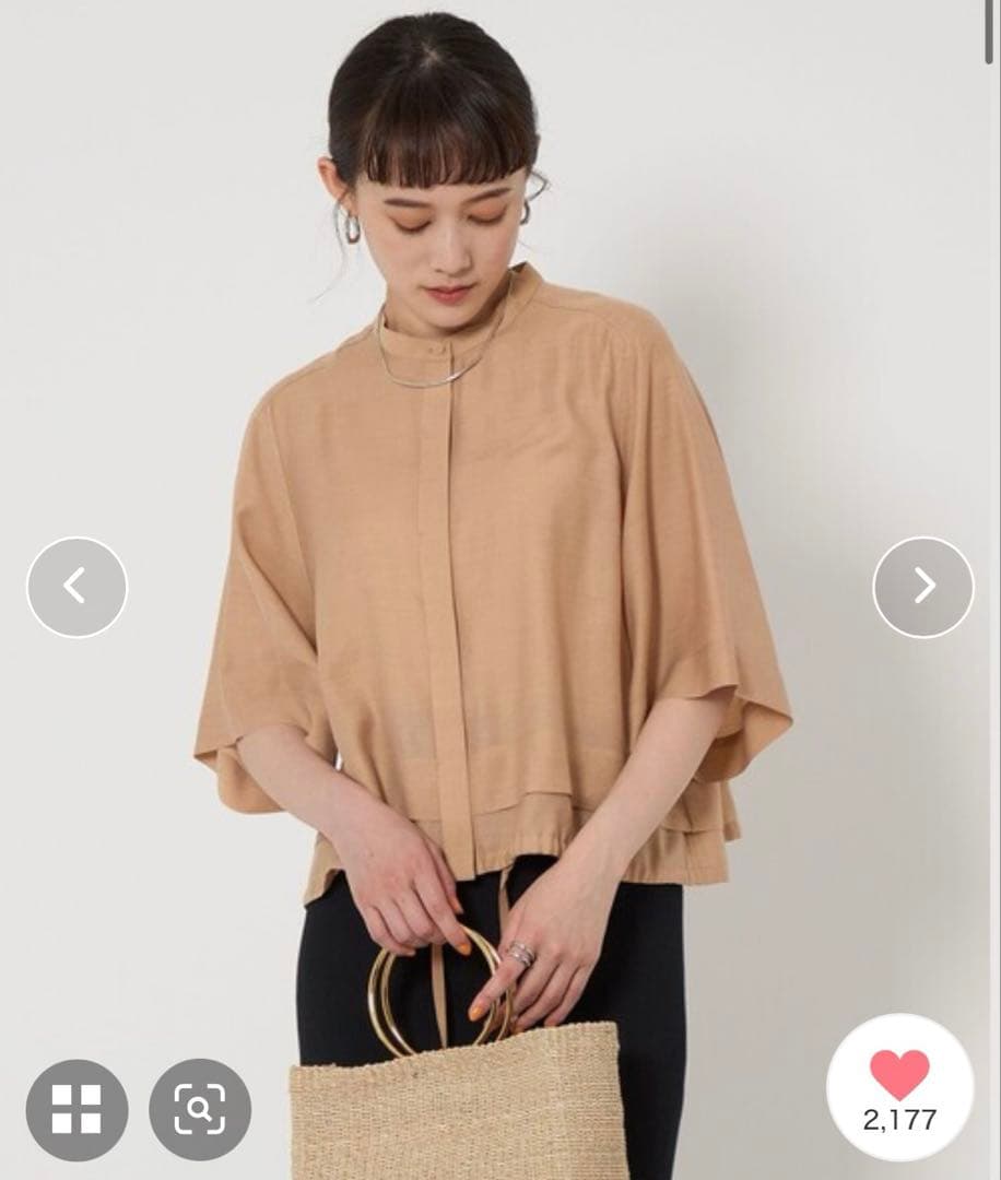 green label relaxingシアーバンドカラーショートスリーブ　美品