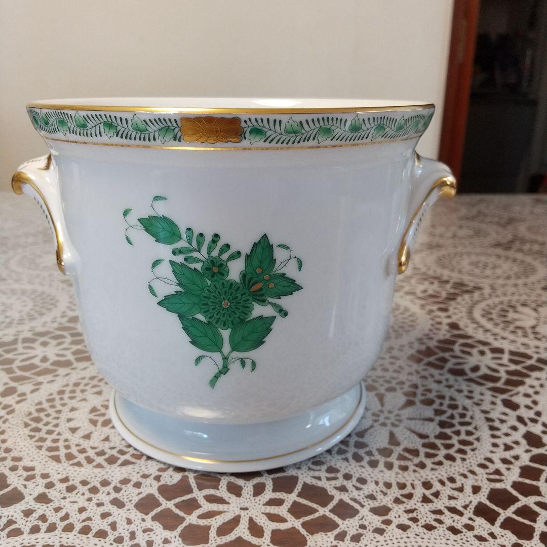 ヘレンド アポニーグリーン フラワーポット