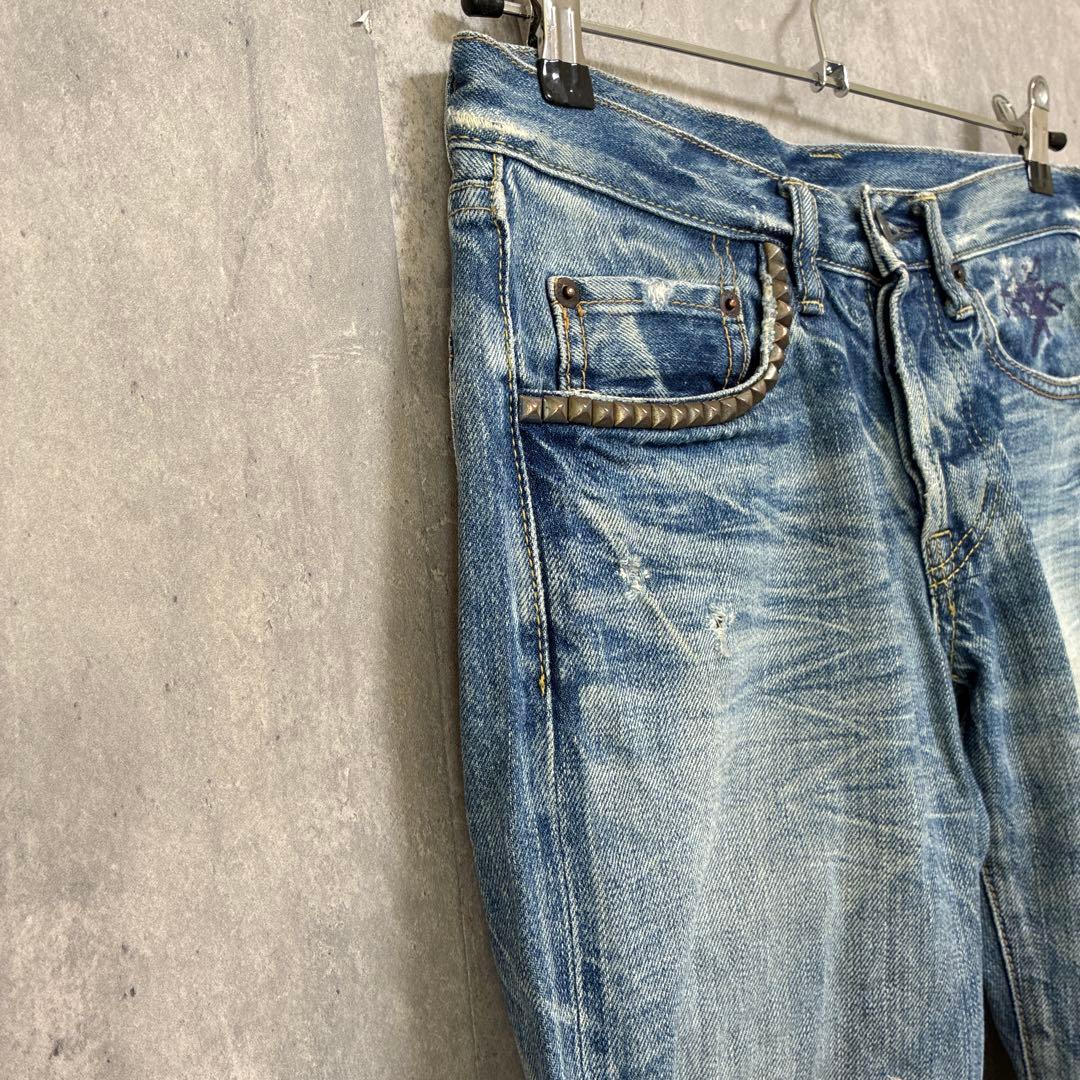 HYSTERIC GLAMOUR ダメージ加工 スタッズ ストレート レディース