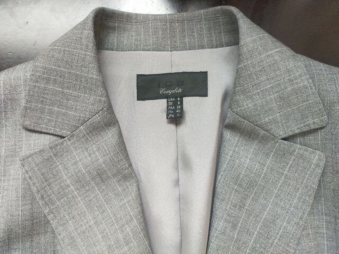 新品未使用 5万 ＩＣＢ パンツスーツ 11号 グレーストライプ ワイドパンツ