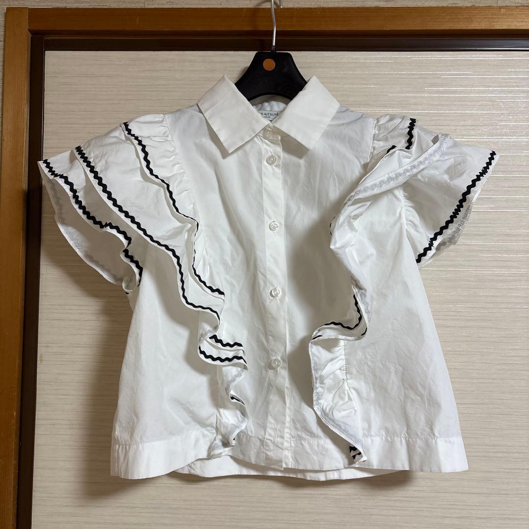 MAISON KITSUNÉ フリル付きホワイトシャツ S