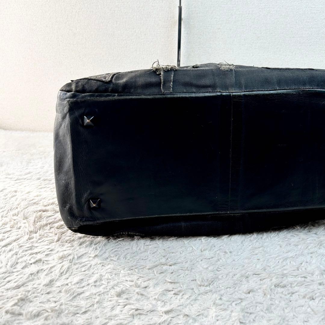 Roen ロエン ボストン トートバッグ 黒 ダメージ加工 スカル ブラック