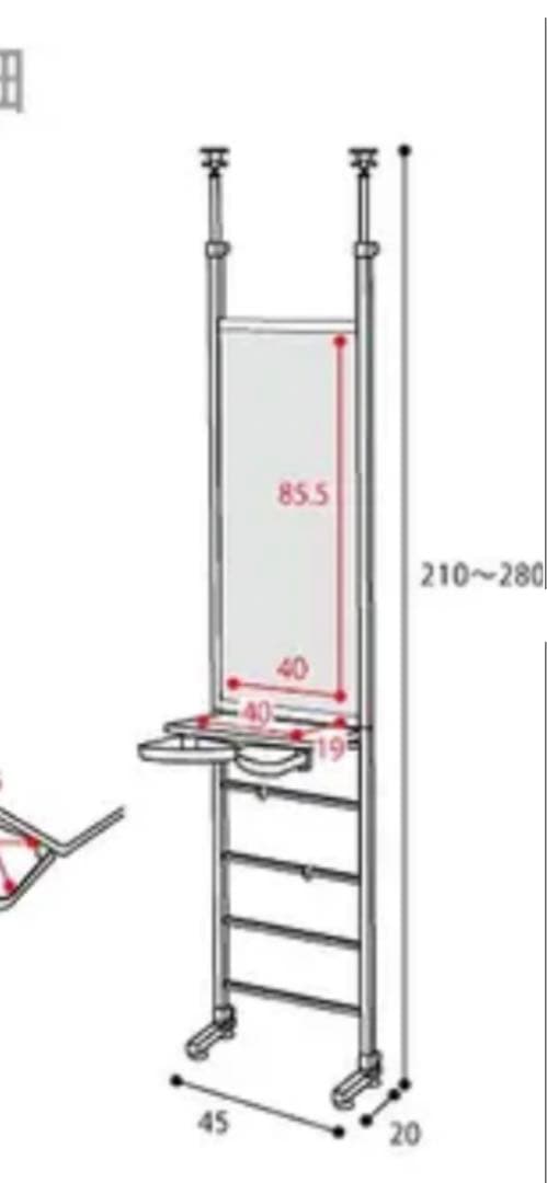 メイク　化粧台　美容室　エステサロンミラー　シェルフ　ホワイト