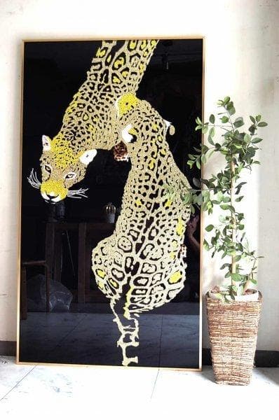 送料無料 絵 クリスタルビジュー ラインストーン 160 ヒョウ キラキラ