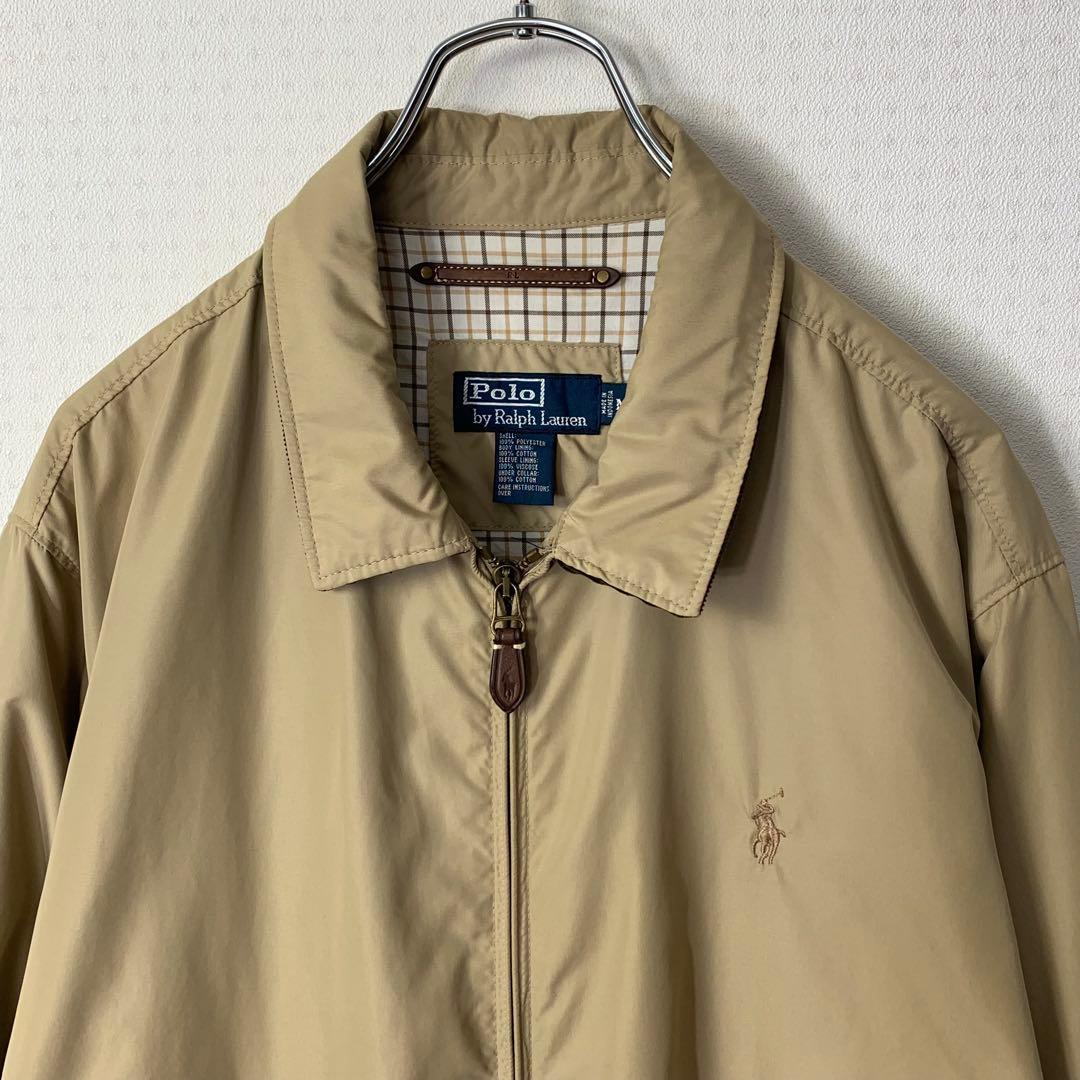 美品 ポロバイラルフローレン スイングトップ M ベージュ ポリエステル 刺繍
