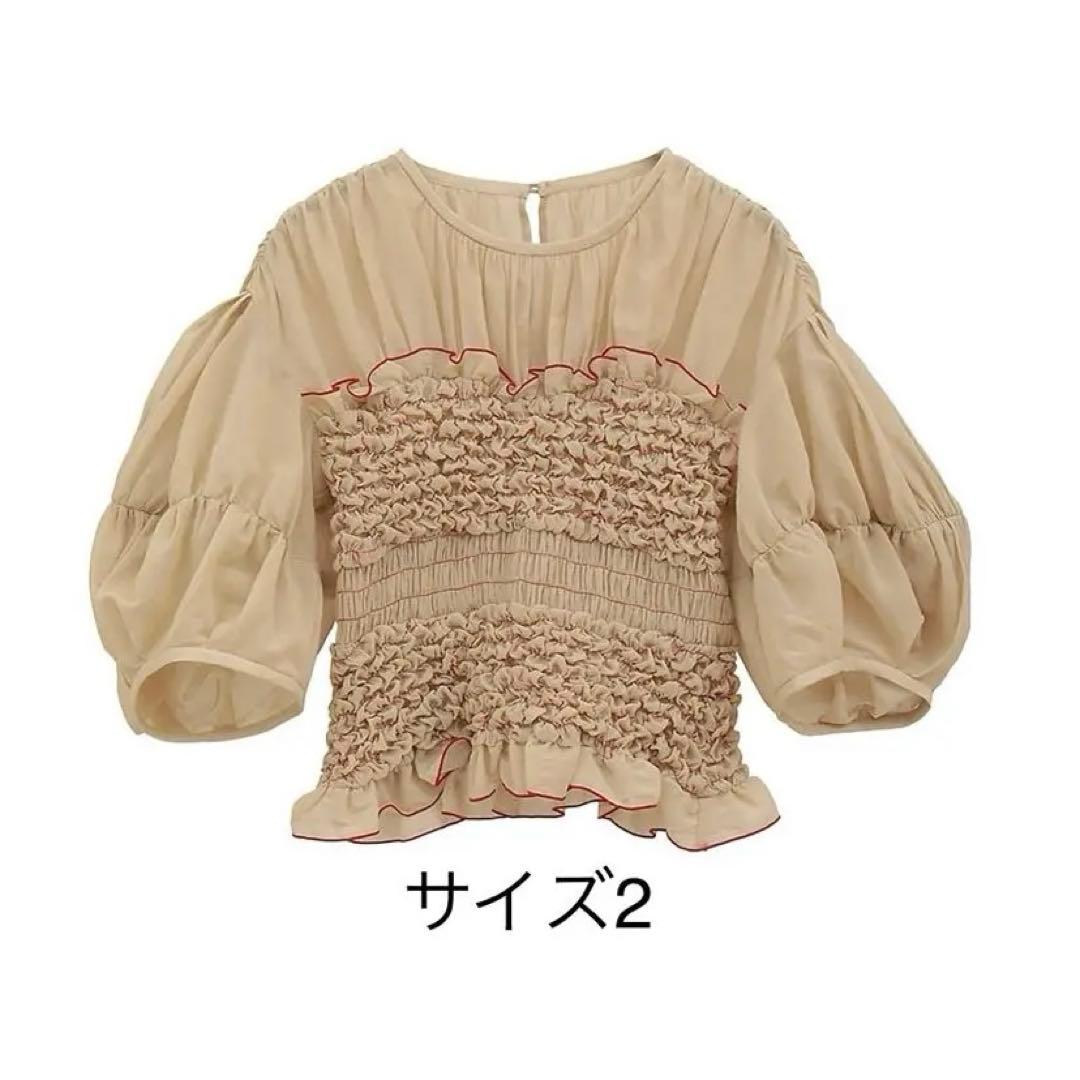 トップス CLANE COLOR STITCHED SHIRRING TOPS