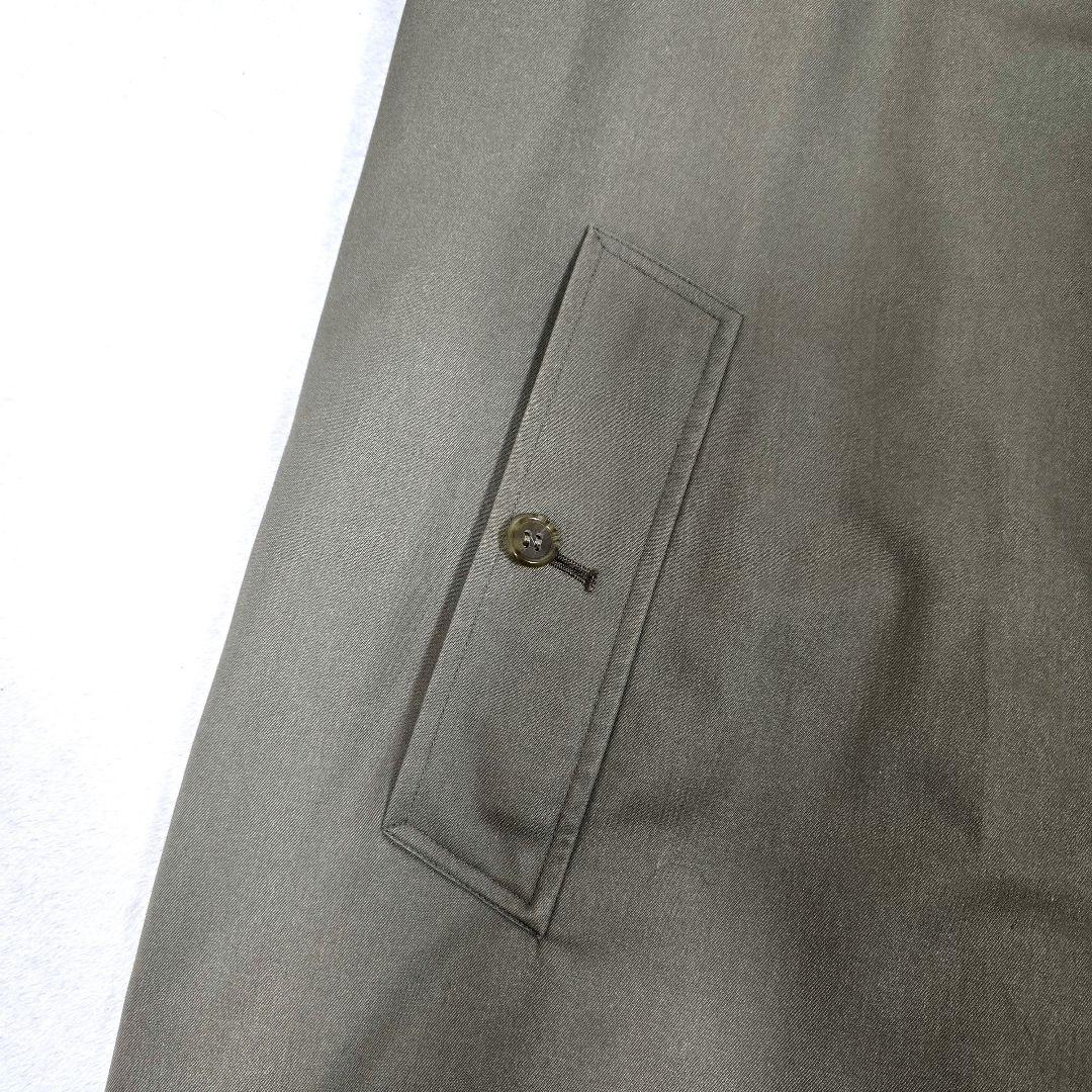 バーバリー 英国製 ステンカラーコート ノバチェック ロングコート カーキ XL