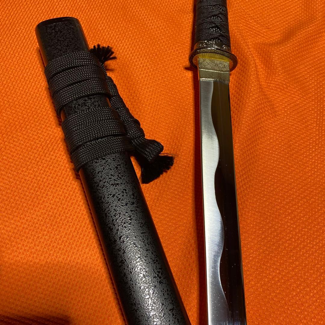 高級模造刀 黒柄黒鮫皮 鍔無し 忍者拵え 直刀