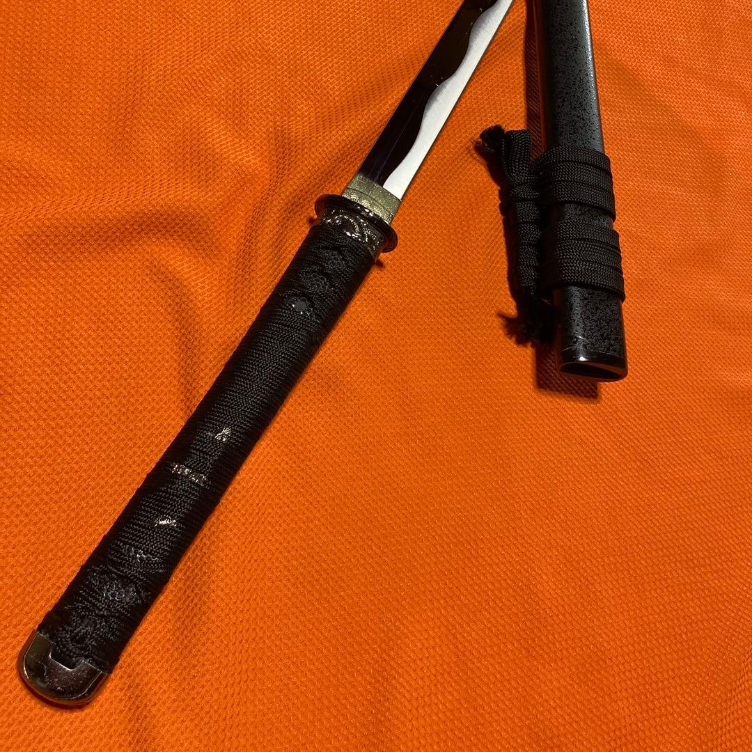 高級模造刀 黒柄黒鮫皮 鍔無し 忍者拵え 直刀