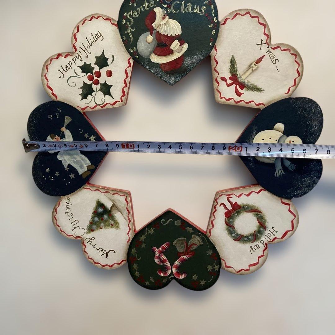 クリスマスリース ハート型 トールペイントサンタクロース