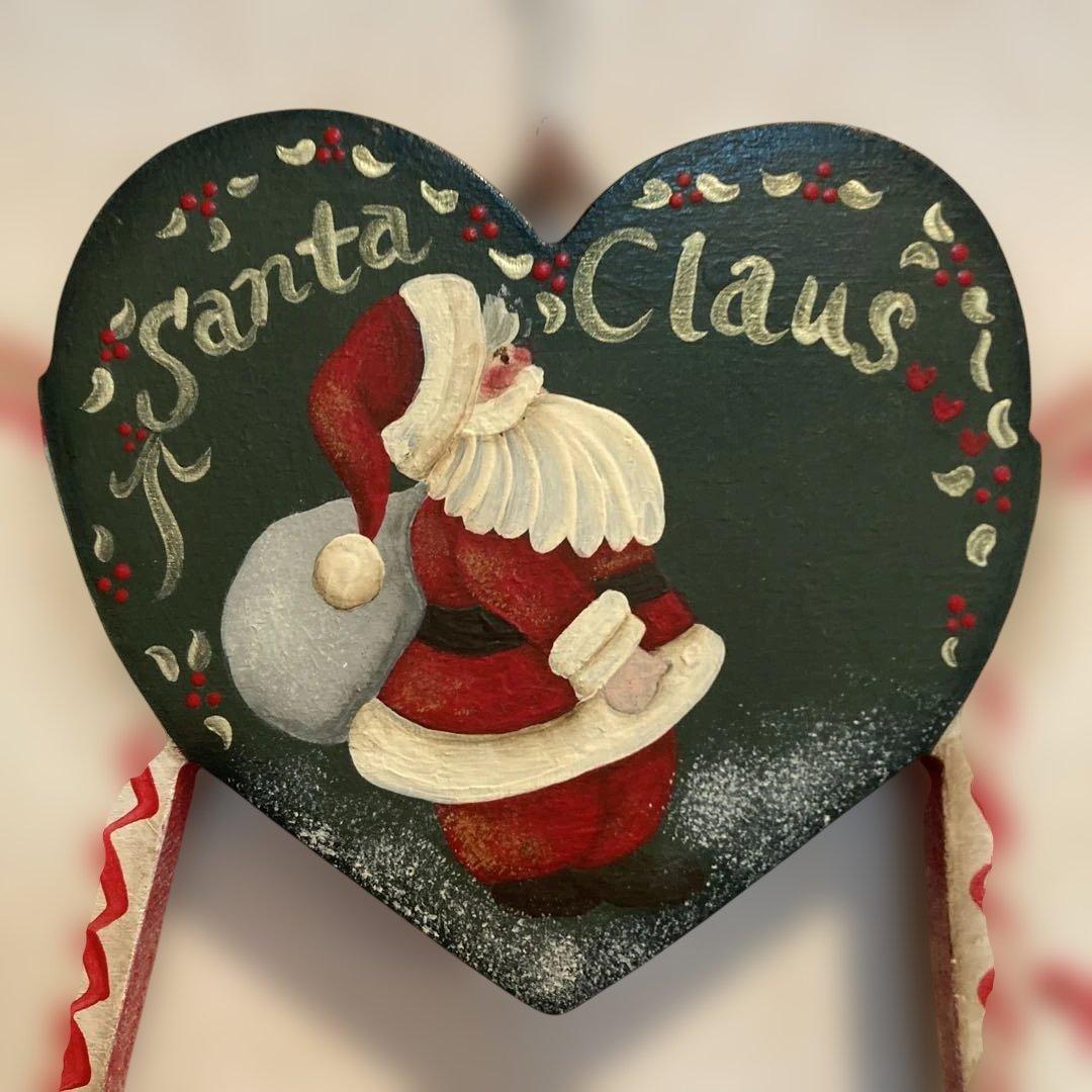 クリスマスリース ハート型 トールペイントサンタクロース