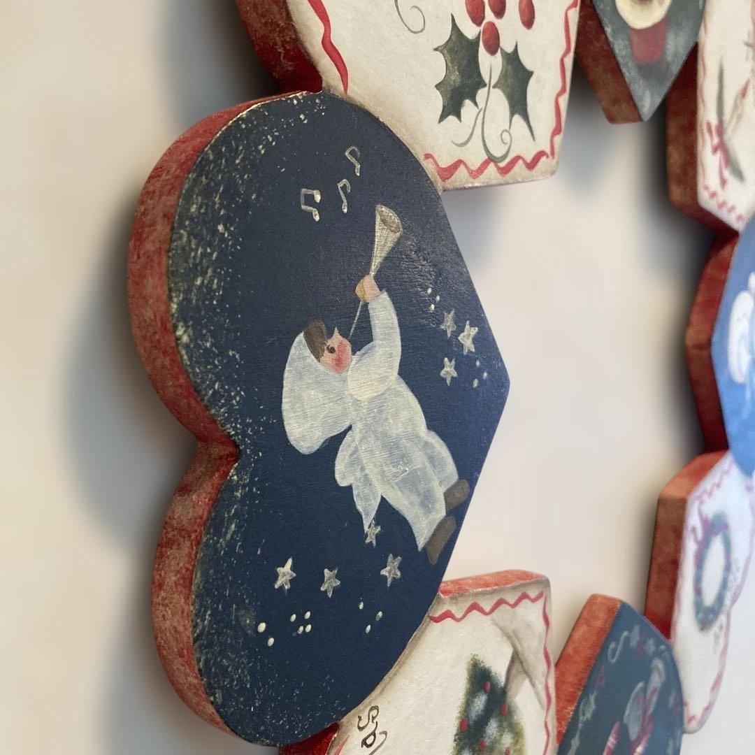 クリスマスリース ハート型 トールペイントサンタクロース