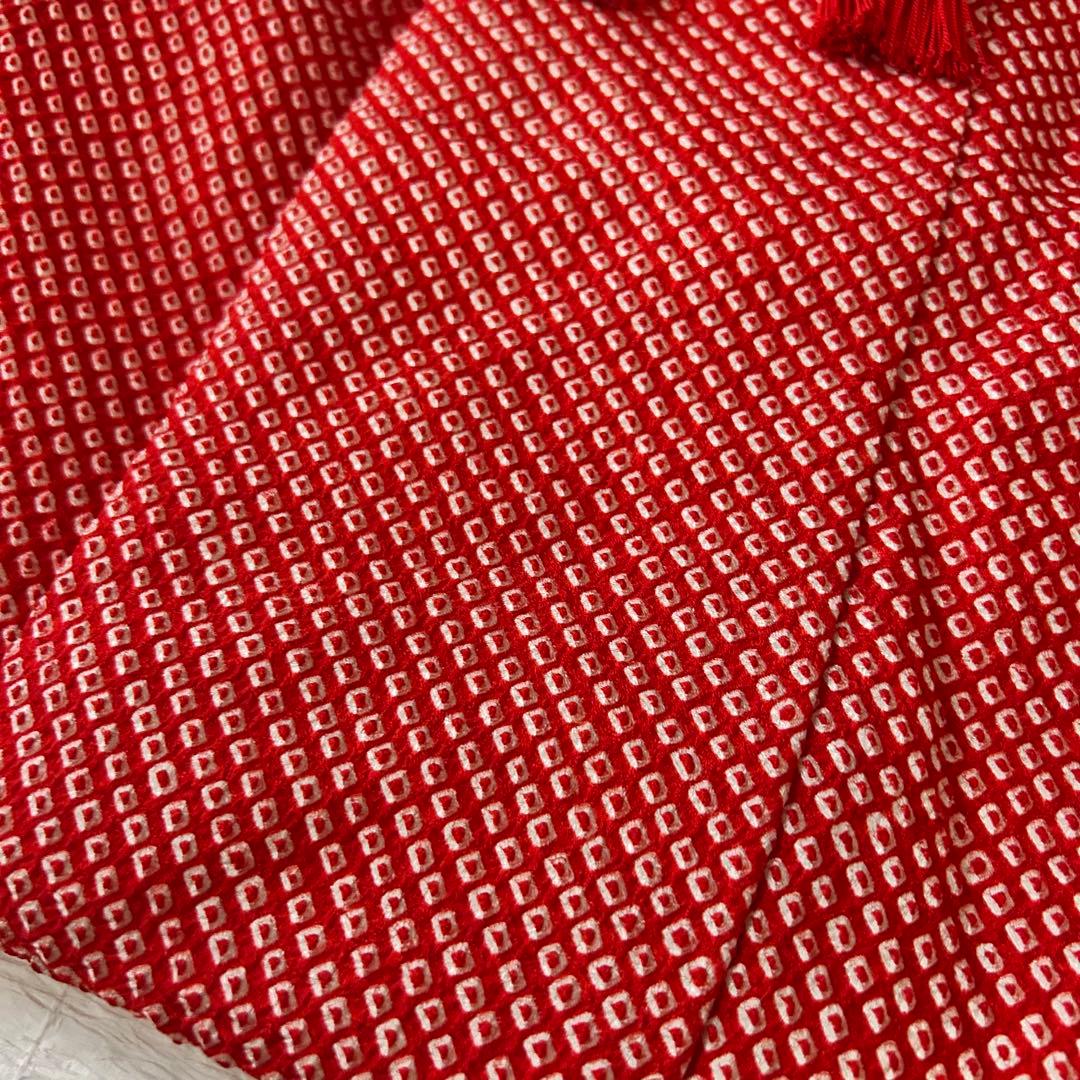 七五三 3歳 フルセット 着物 753 絹 被布 総絞り 三歳 赤 草履 刺繍