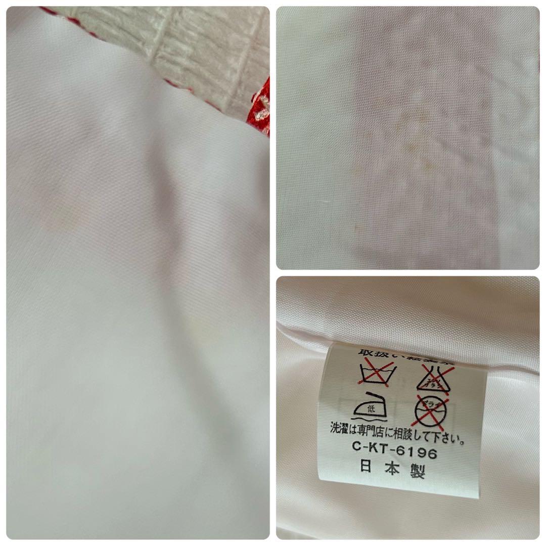 七五三 3歳 フルセット 着物 753 絹 被布 総絞り 三歳 赤 草履 刺繍