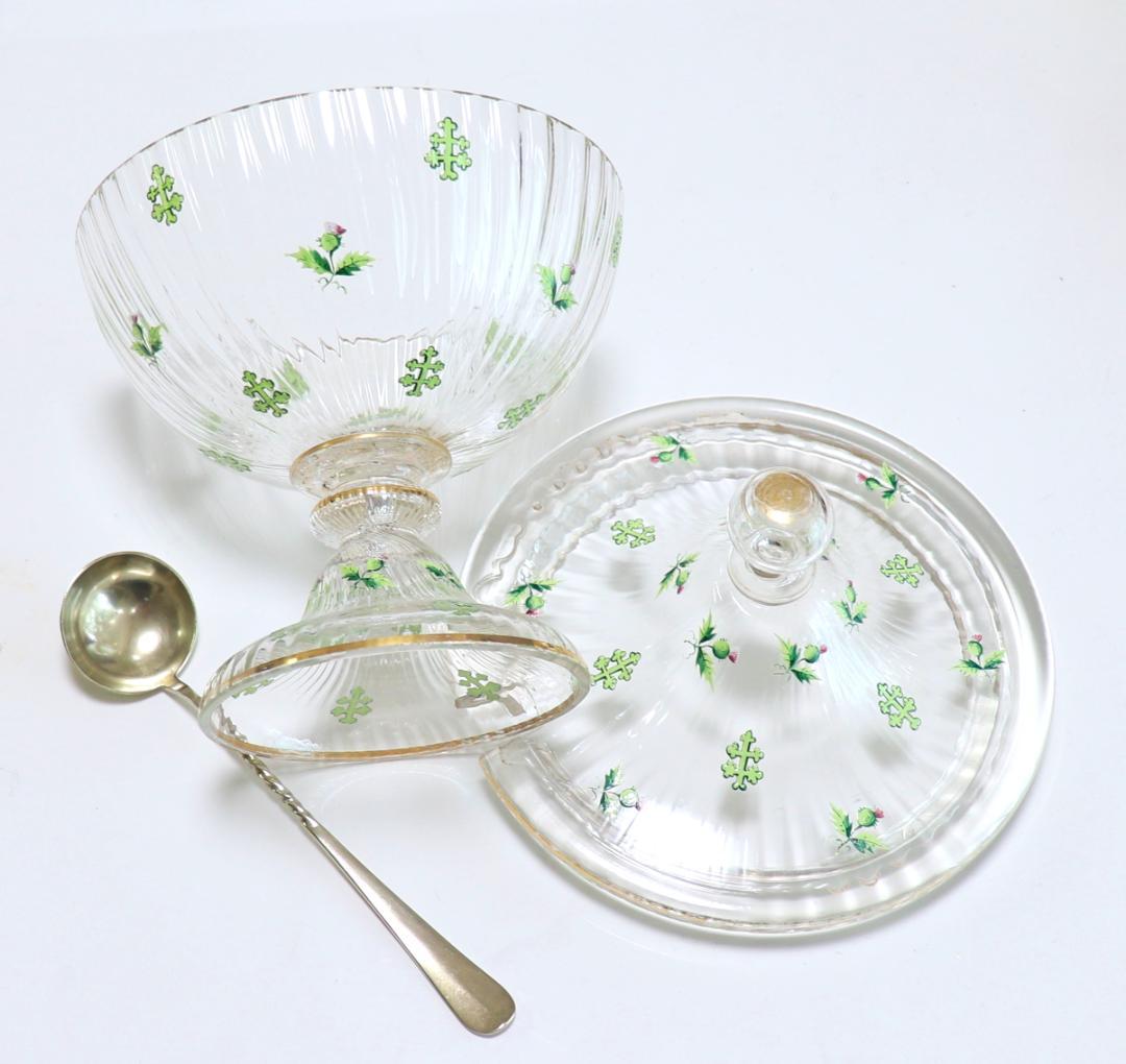 オールド・バカラ 稀少1880年頃金彩エナメルアザミ&ロレーヌ十字大型コンポート