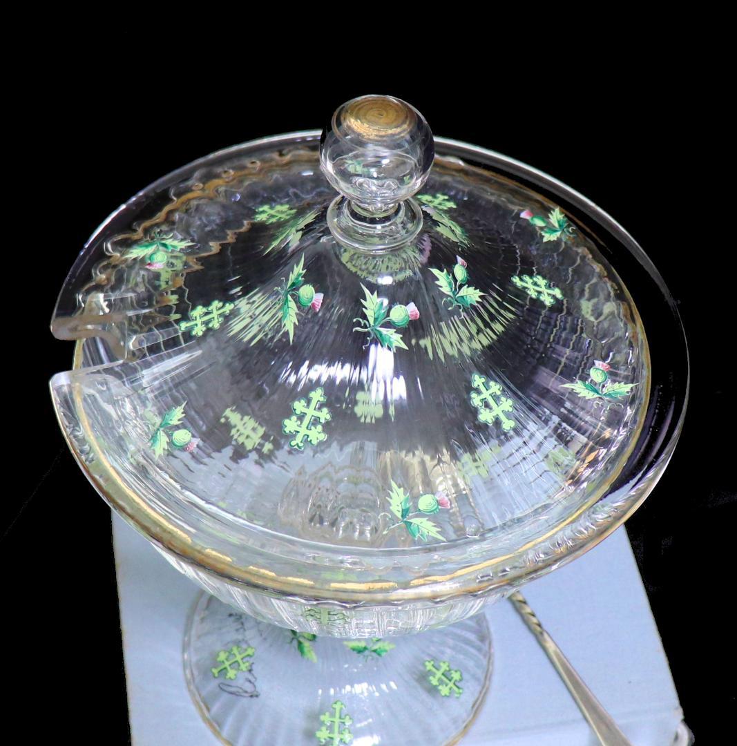 オールド・バカラ 稀少1880年頃金彩エナメルアザミ&ロレーヌ十字大型コンポート