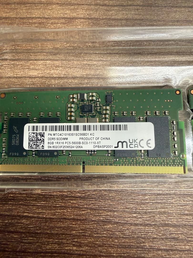 DDR5 5600MHz 8GB SO-DIMM 2枚8GB*2=16GB