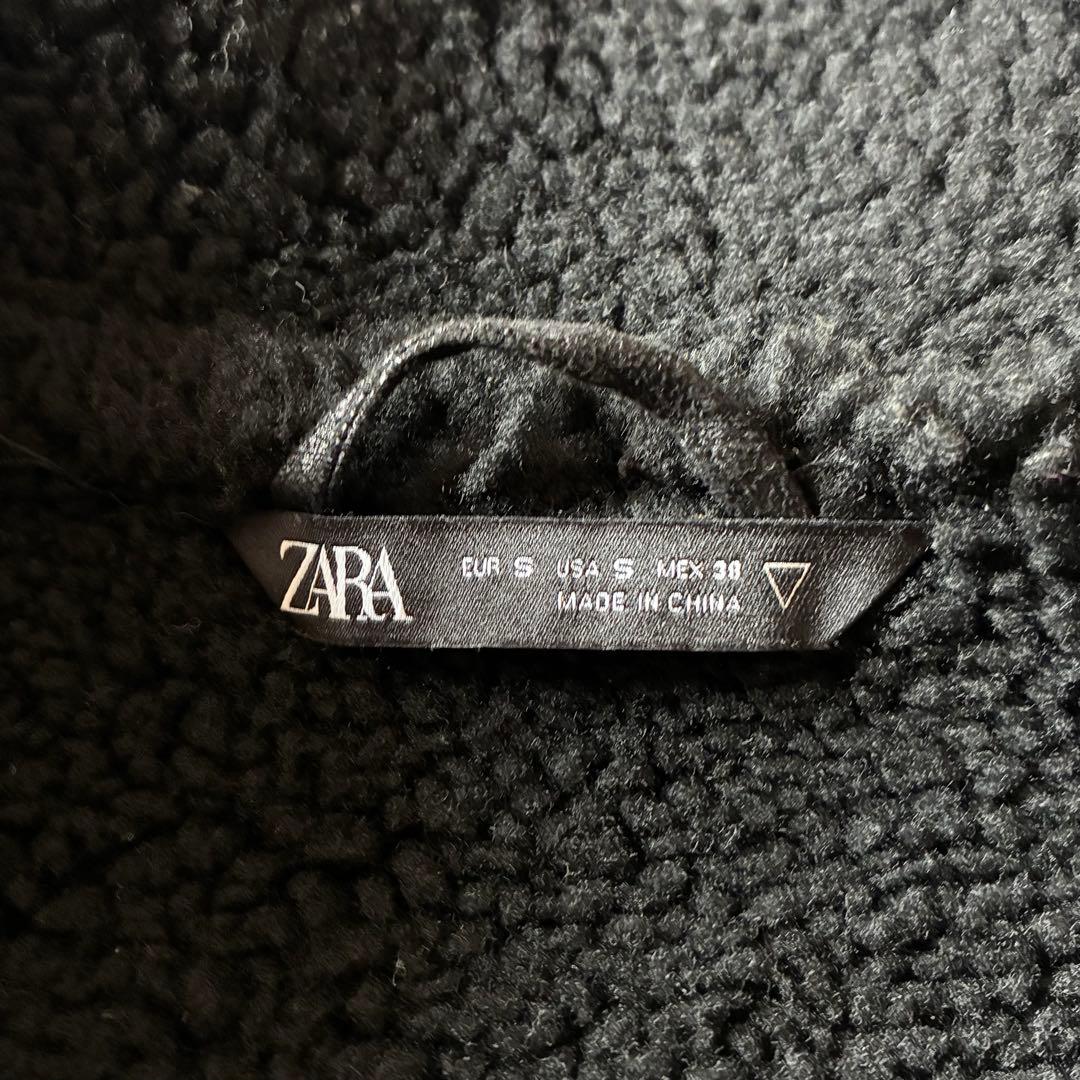 ZARA　ザラフェイクムートン　ダブルライダース　ボアジャケット　ブラック