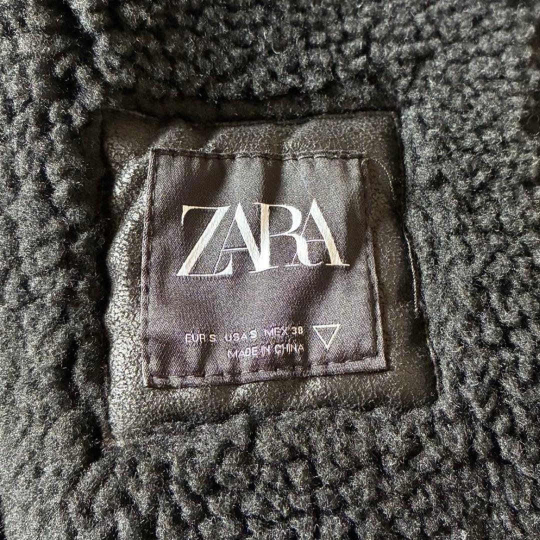 ZARA　ザラフェイクムートン　ダブルライダース　ボアジャケット　ブラック