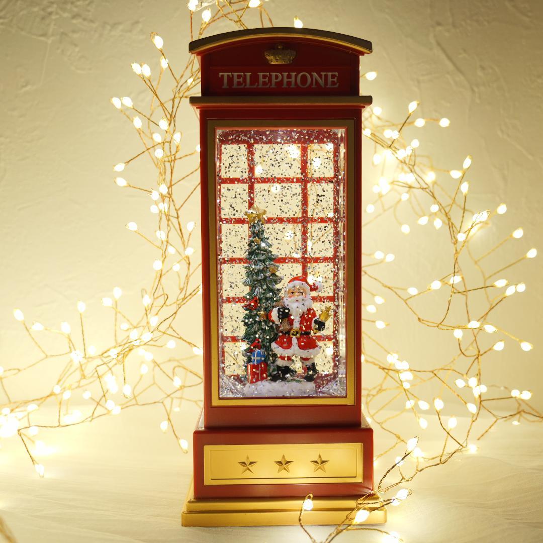 【新品｜】電話BOX スノードーム　テレフォンボックス　サンタ