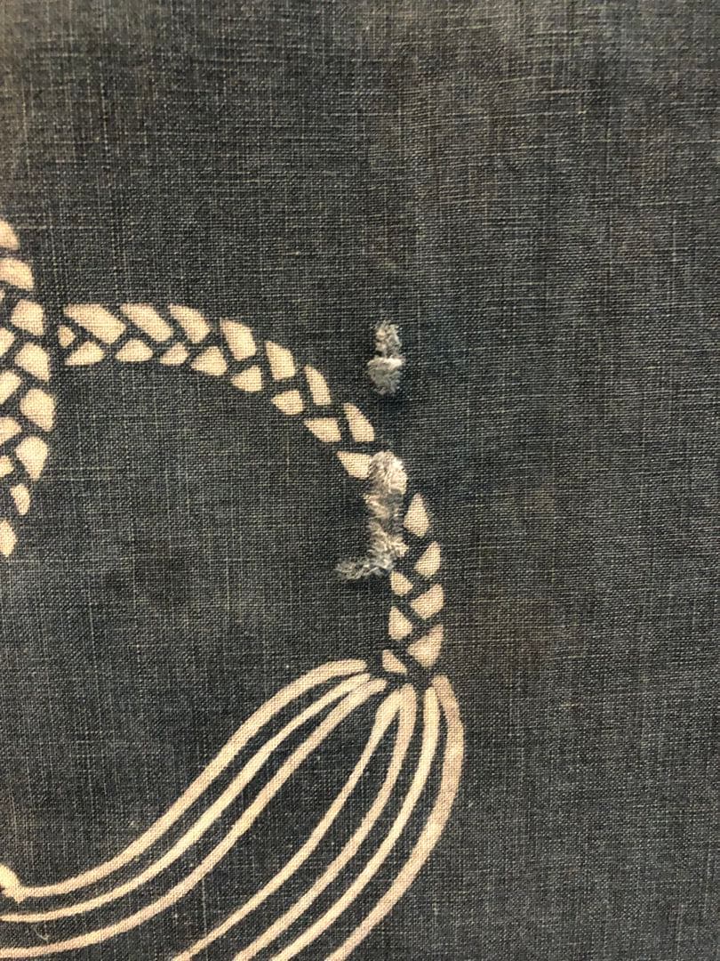 藍染三巾加賀のれん時代物木綿古布　ソ-126