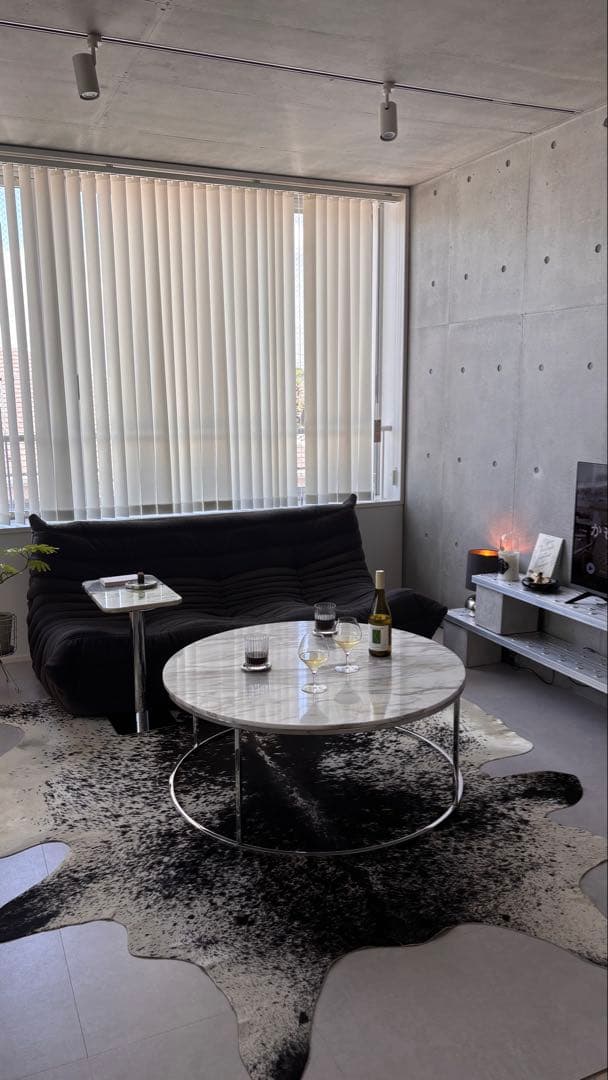 大理石 円形　ローテーブル 100φ