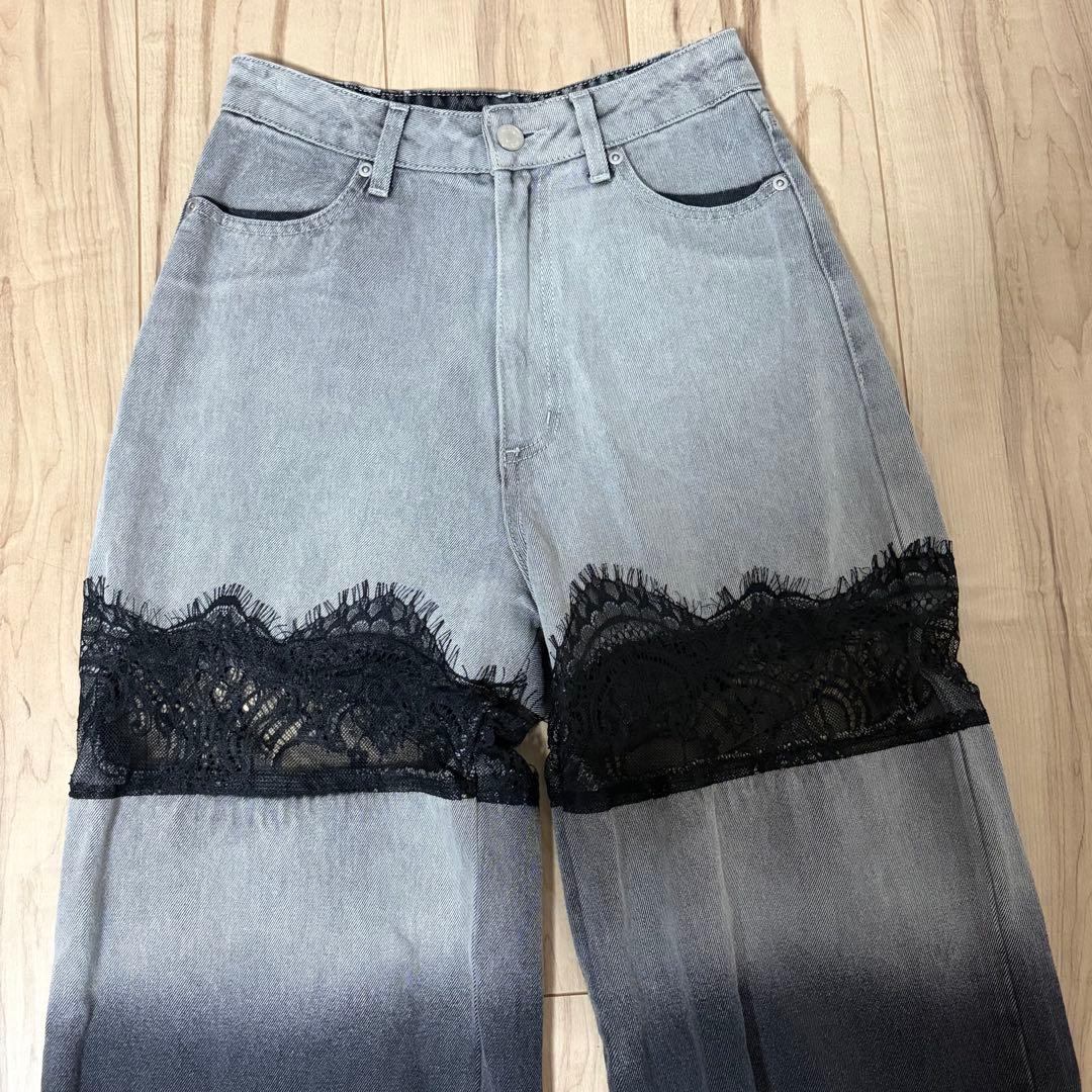 Darich ダーリッチ スカラップレースデニムロングパンツ