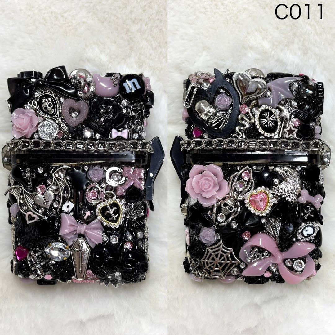 C011♡スケルトンケース♡マルチケース♡タバコ入れ♡ゴテゴテ♡デコケース♡地雷