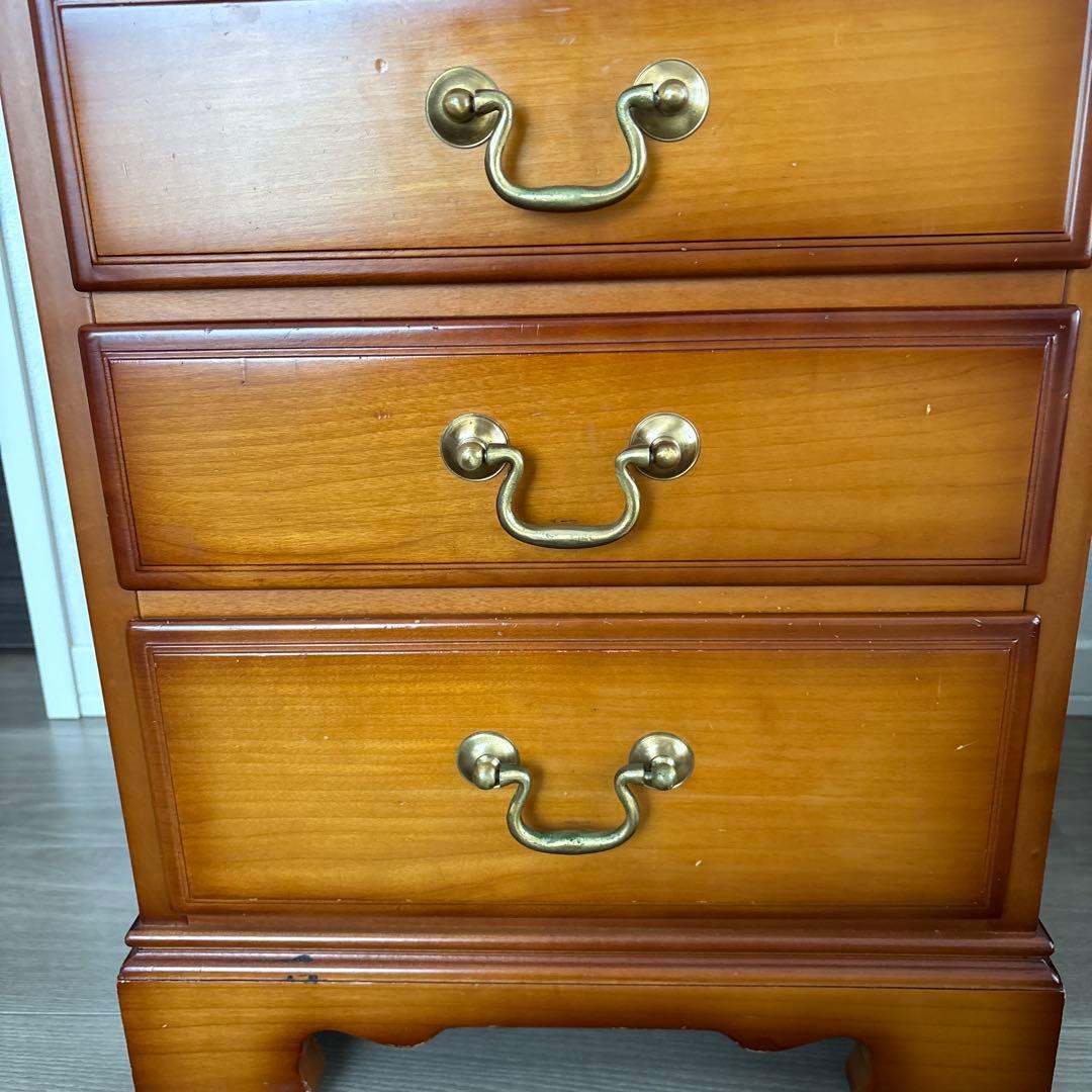 【アンティーク調】木製ブラウン5段チェスト スリム