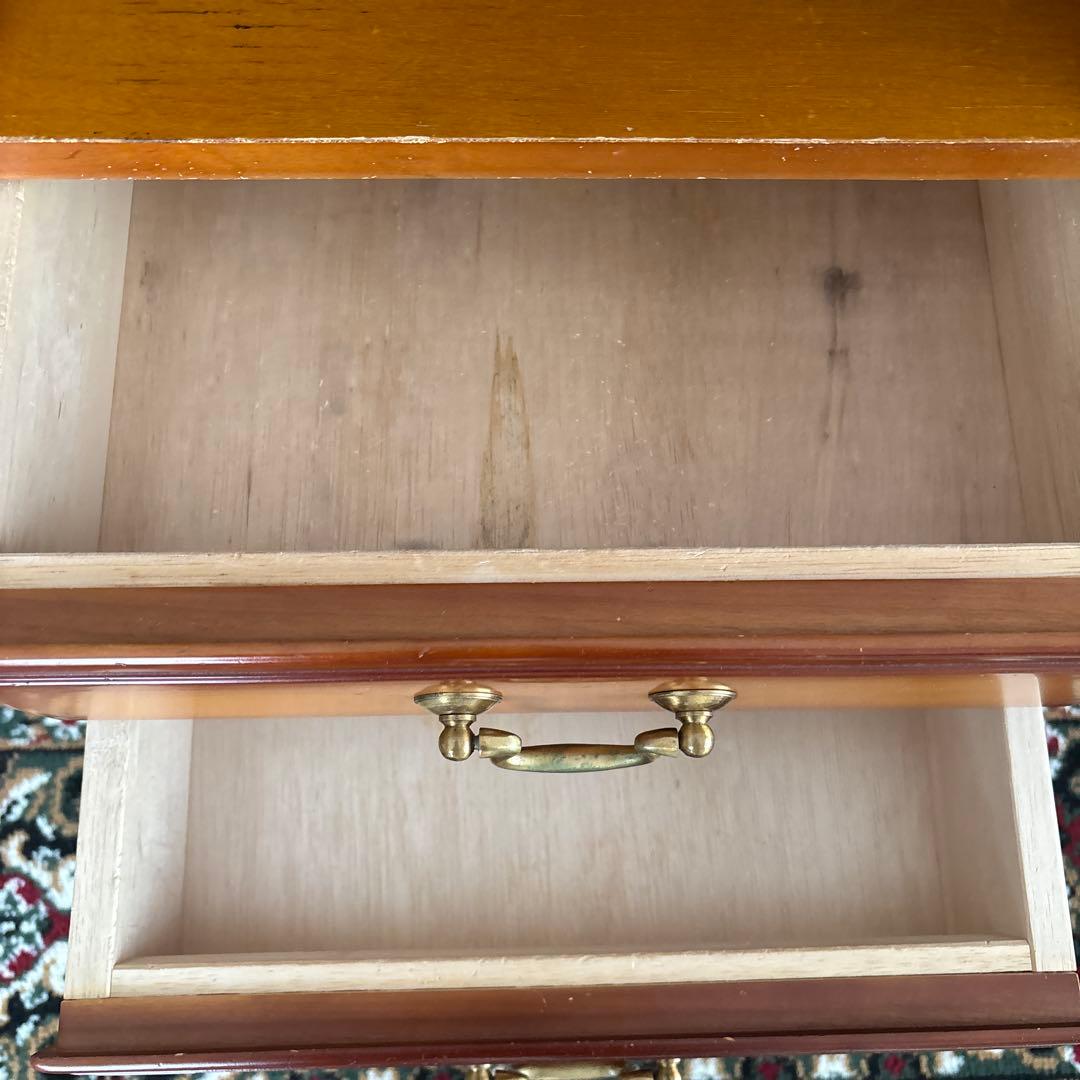 【アンティーク調】木製ブラウン5段チェスト スリム