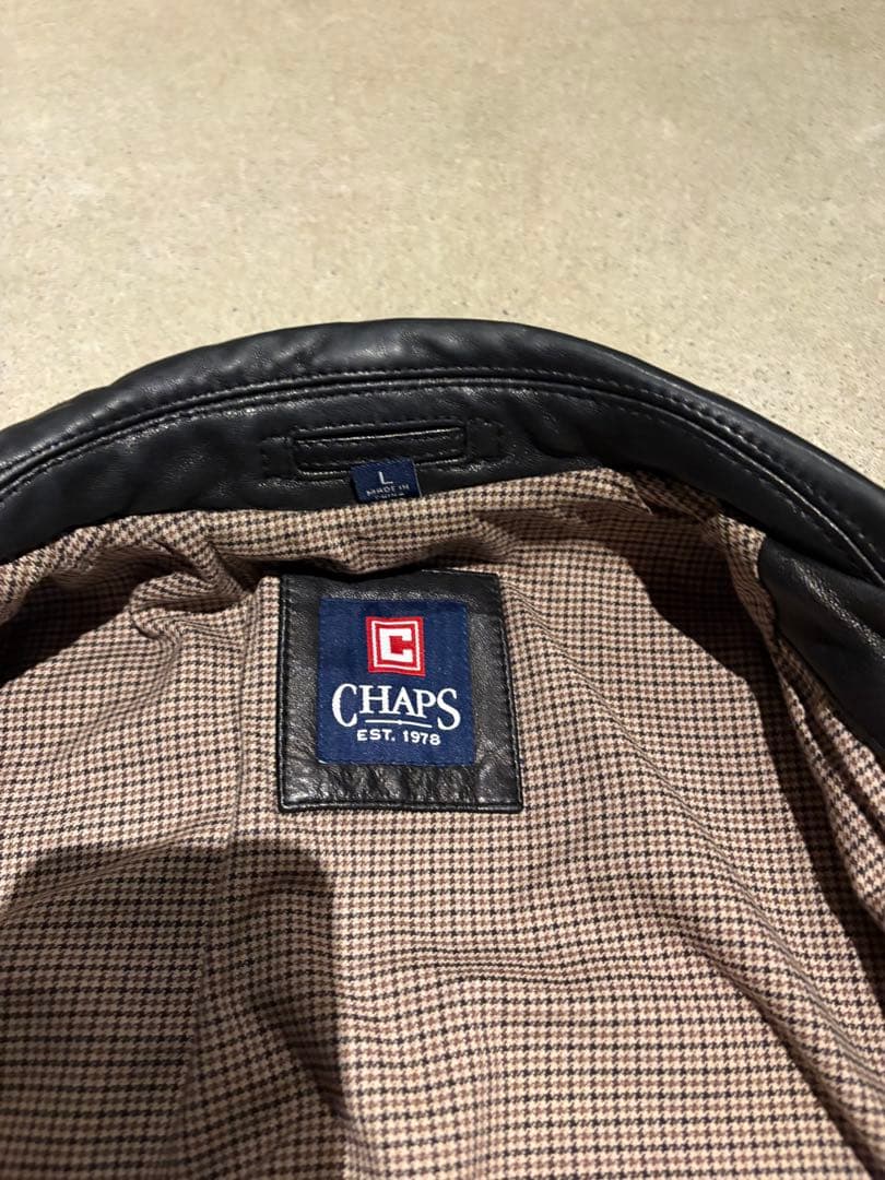 【本革】ラルフローレンレザージャケット黒Ｌ CHAPS vintage美品