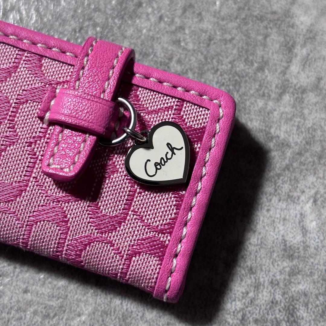 極美品 COACH コーチ チャーム キーホルダー キーリング 手帳型 ハート