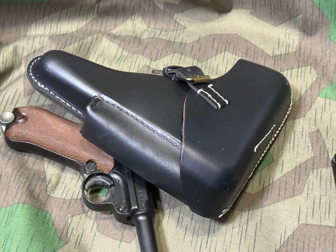 WWⅡ ドイツ軍 ルガーP08用ホルスター（レプリカ）黒色★刻印有り★降下猟兵