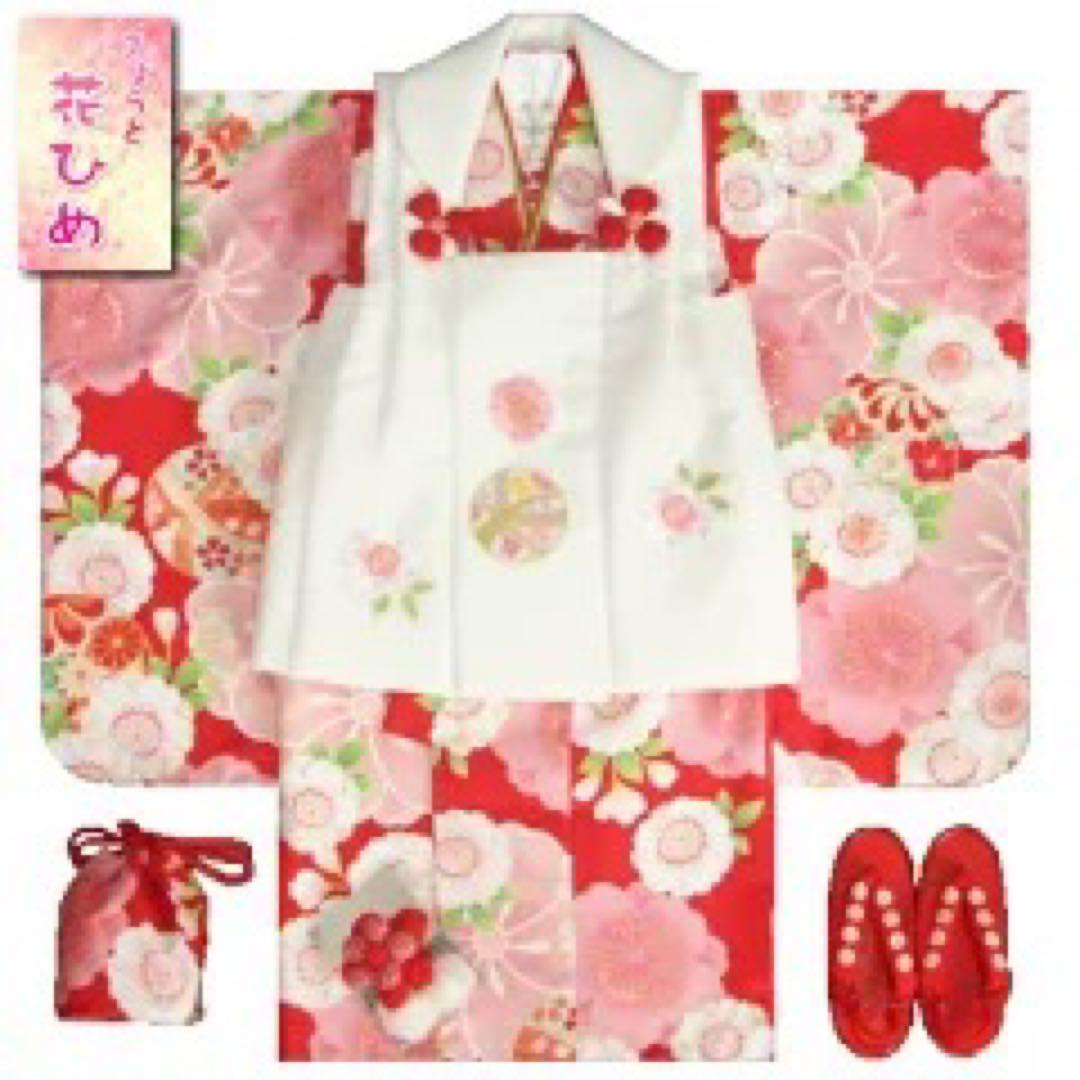 七五三　女の子着物3歳　花柄被布セット　ガールズ753フルセット