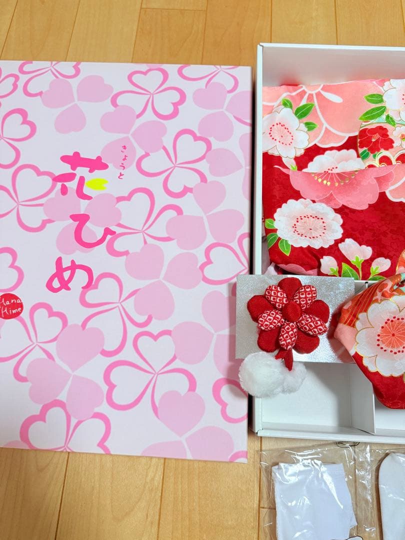 七五三　女の子着物3歳　花柄被布セット　ガールズ753フルセット