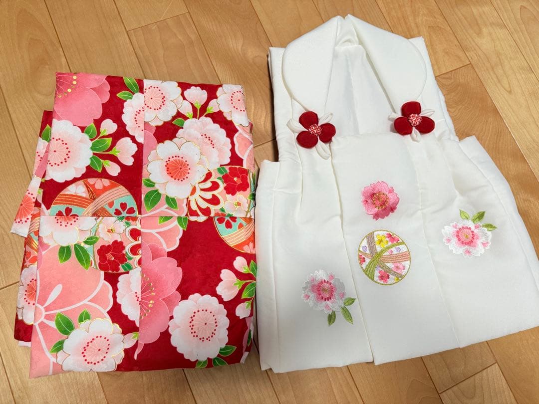 七五三　女の子着物3歳　花柄被布セット　ガールズ753フルセット