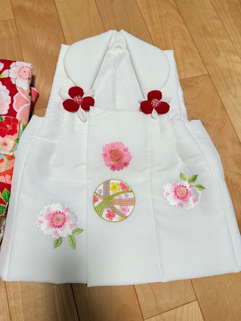 七五三　女の子着物3歳　花柄被布セット　ガールズ753フルセット