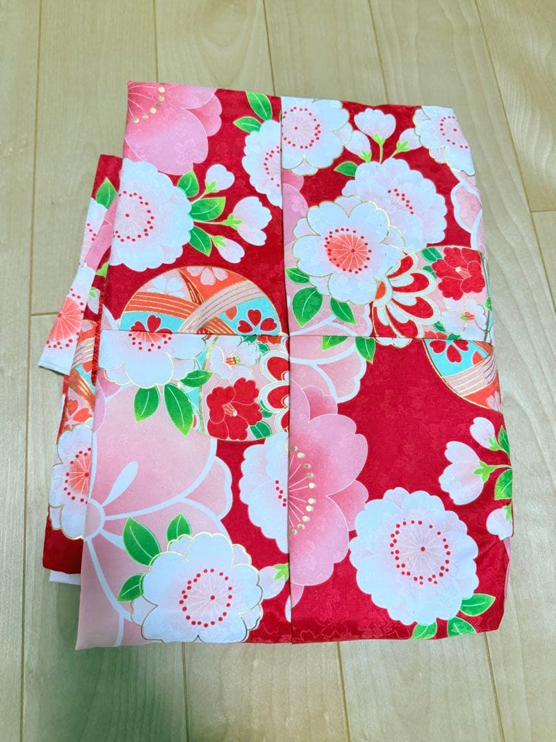 七五三　女の子着物3歳　花柄被布セット　ガールズ753フルセット