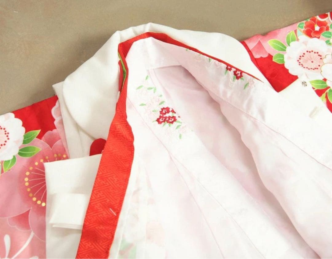 七五三　女の子着物3歳　花柄被布セット　ガールズ753フルセット