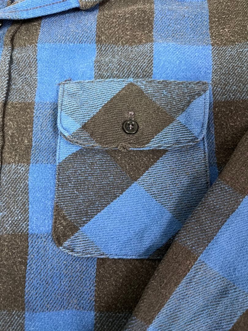 70s 80s USA製 five brother ネルシャツ 青