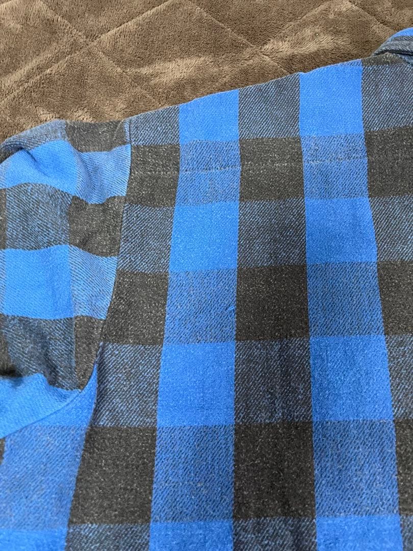 70s 80s USA製 five brother ネルシャツ 青