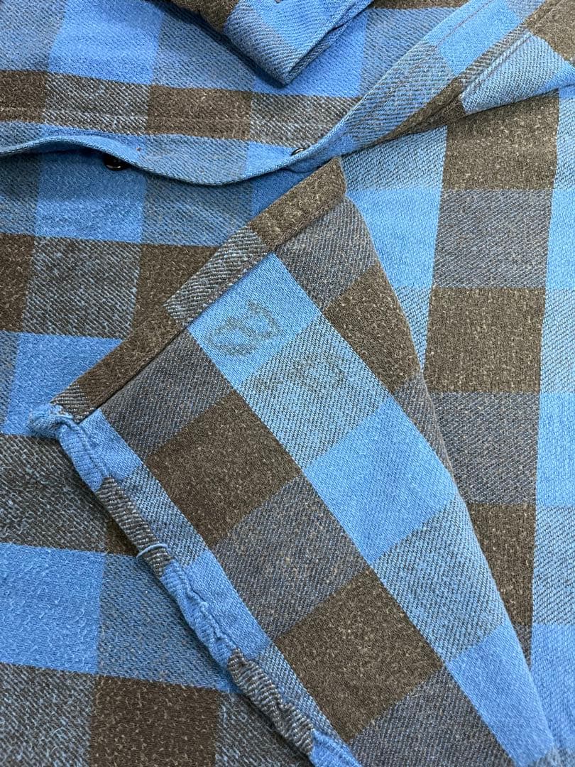 70s 80s USA製 five brother ネルシャツ 青