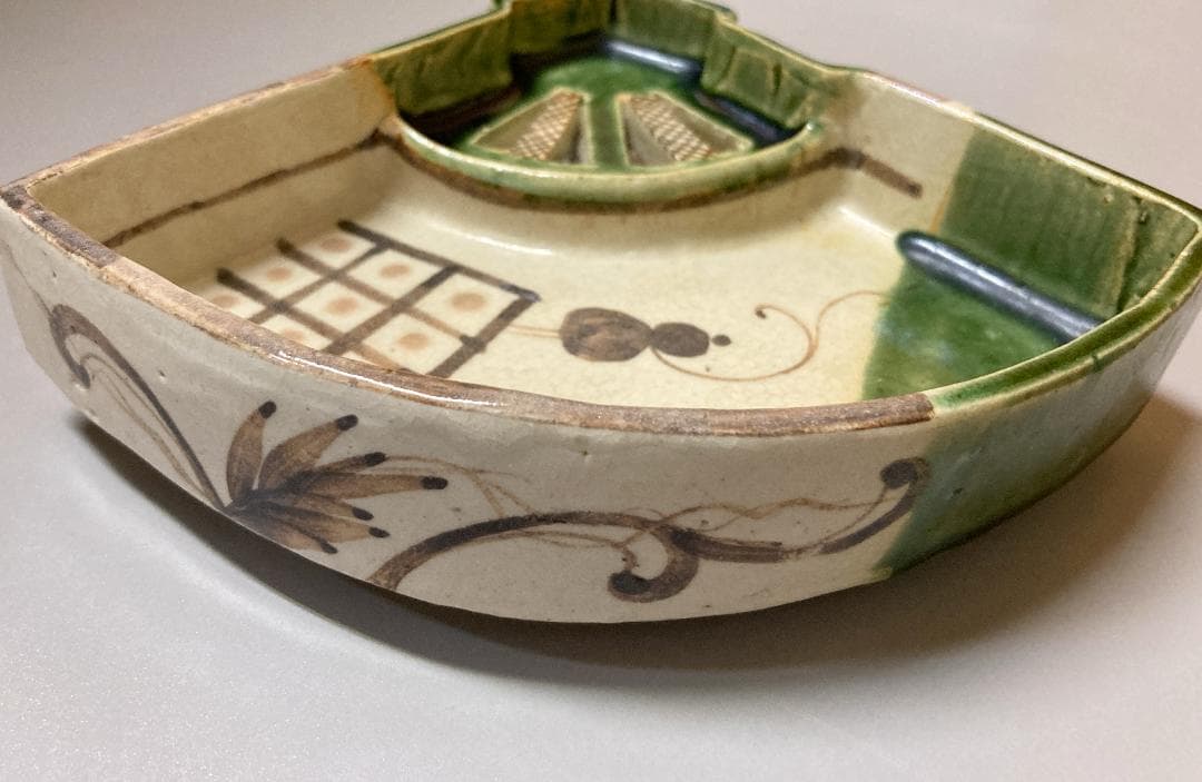 【値下げ】 【10客】加藤十右衛門 織部 扇形向附  共箱 【真作保証】